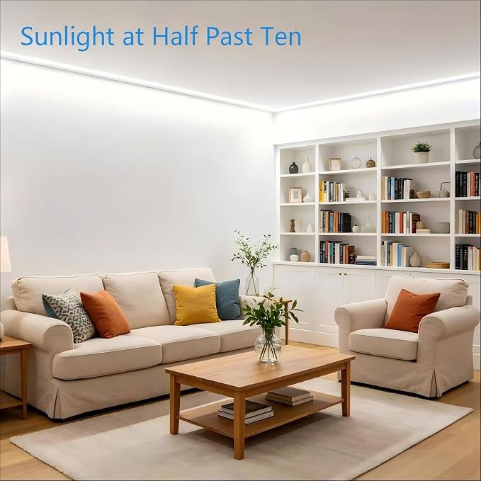 RadiantFlux 5000K LED Strip Lights, Sunlight 10Ft Dimmable Tape Light | Power Saving,Dimmable,Easy to Install,High Brightness,Safe Voltage,Cuttable,