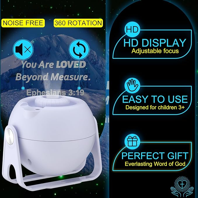 Ocean Bible Verses Projector Galaxy Projector Includes 12 Interchangeable Christian Discs Night Light Set Project Religious on Walls or Ceilings for Christian Ocean Gifts