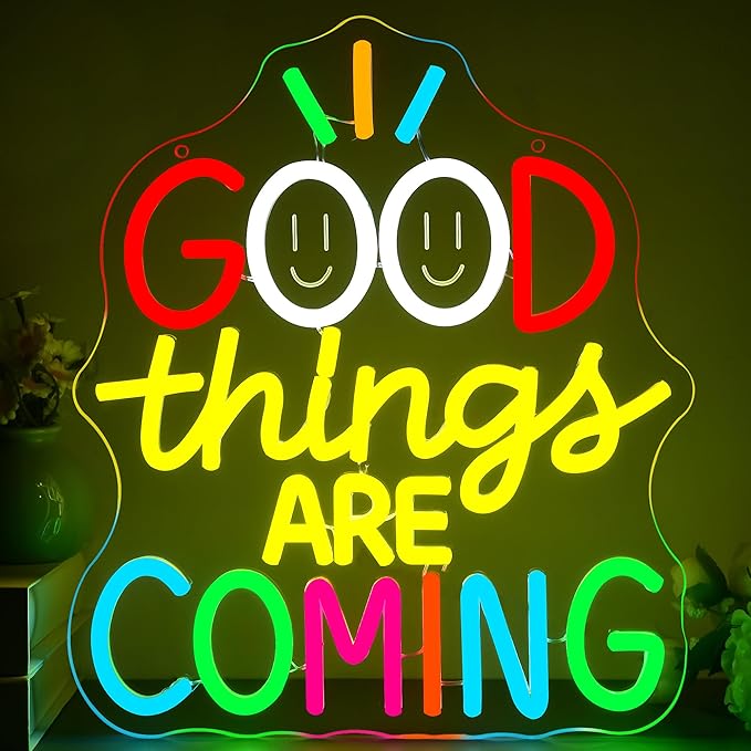 Good Things Are Coming Neon Sign for Classroom Bedroom Decor Birthday Gift | Dimmable LED Light,Reliable material,USB Power,Encouragement vibe