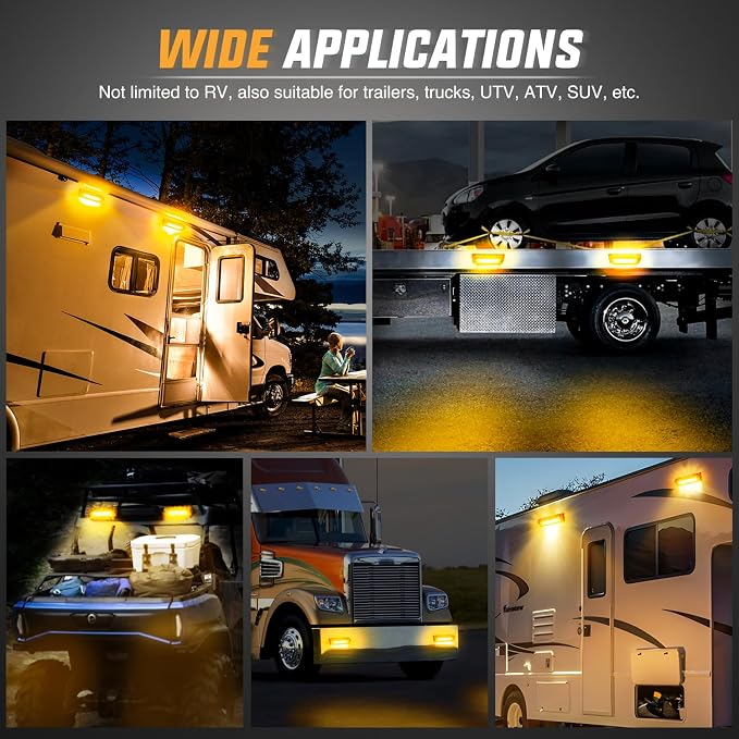 Nilight 2PCS 9 Inch RV Exterior Lights Amber Beam for RV Trailer Camper SUV | 2PCS LED porch scene cargo light, black aluminum housing, 12V 24V waterproof for RVs trailers campers 5th wheels