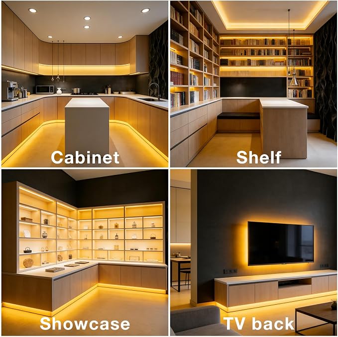 DAYBETTER Under Cabinet Lighting Kit,10 PCS White LED Strip Lights with APP | Dimmable,2700K-6500K Dual-Color Warm White,Timing,24V Adapter,Under Cabinet LED Lights for Bedroom,Kitchen,Counter,16.4ft
