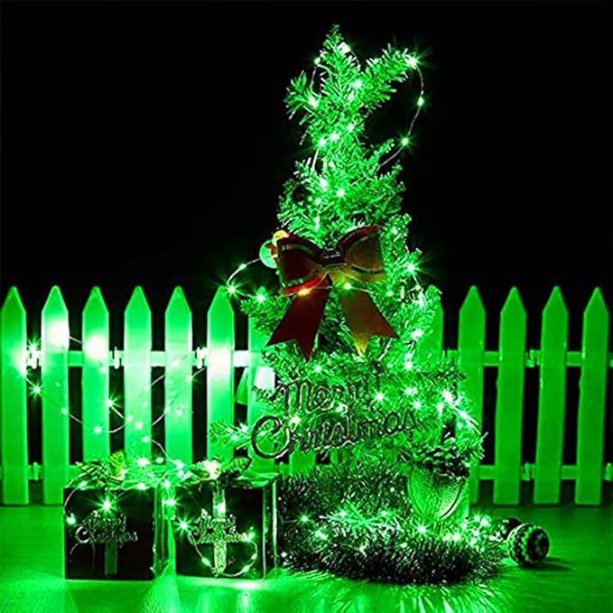 2 Pack 33Ft 100 LED Green St Patricks Day Fairy Lights, Plug in Mini String Lights with 16 Lighting Modes, Waterproof Twinkle Firefly Lights for Indoor Outdoor Tree Garden Party Decoration