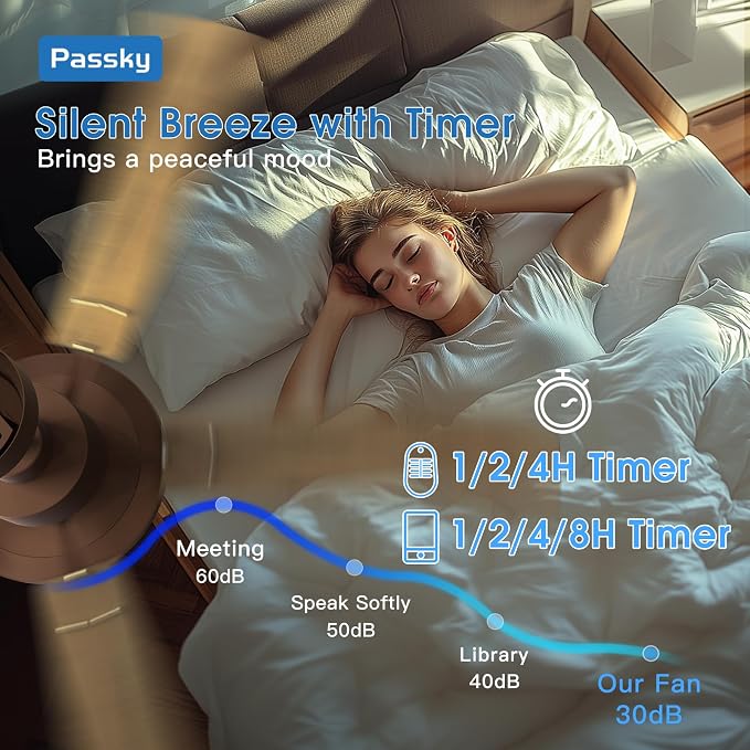 Passky 52 Inch Brown Sleek Ceiling Fans with Lights, Remote Control | 3-color dimmable light, quiet reversible DC motor, easy install, memory, Timer, APP, bedroom, covered outdoor areas