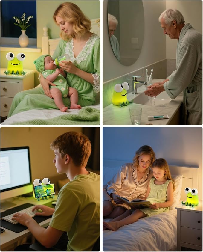 YISUN Frog Night Light for Kids, Soft Silicone Nursery Night Lamp Rechargeable LED Bedside Lamp with Timer, Cute Squishy Lamp for Boys Girls Room Decor Kawaii Toys
