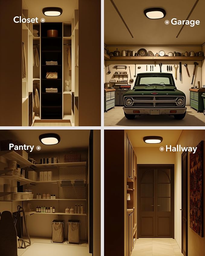 IP54 Waterproof LED Shower Light, Wireless Ceiling Light with Remote | 12000mAh Battery Operated, No Wiring, Portable, USB Rechargeable Closet Overhead Lights for Bathroom Garage Hallway Pantry