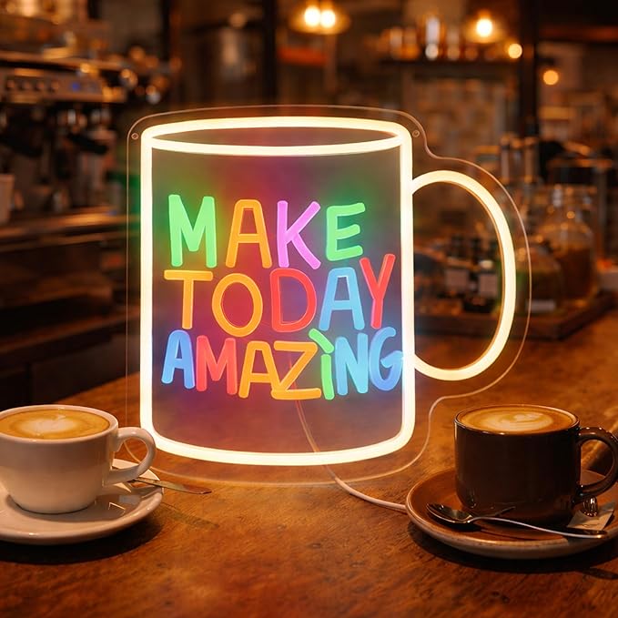 Make Today Amazing LED Neon Sign, Inspirational Wall Decor Dimmable USB Powered Neon Light for Bedroom, Living Room, Office, Bar Decor Holiday Birthday Gift