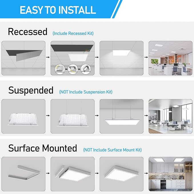AIKVSXER 8 Pack 2x2 Led Flat Panel Light 40W 3000K/4000K/5000K Switchable | 4400LM Triac Dimmable 2x2 Led Light Drop Ceiling, AC 120V Back-Lit Recessed Drop Ceiling Lights for Office, Home