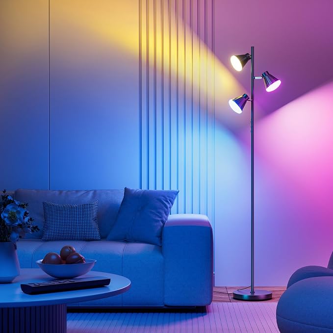 36W LED Tree Floor Lamp, Dimmable Tall Standing Lamp with Remote & Touch Control, 4 Color Temperatures Bright Floor Lamp, 3 Rotatable Light Modern Floor Lamps