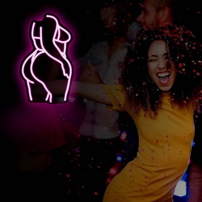 Neon Sign - HSJNJKFU Lady Neon Signs for Wall Decor Beer Bar Light Signs for Man Cave Decor Pink Women LED Neon Sign for Room Birthday Party USB Powered