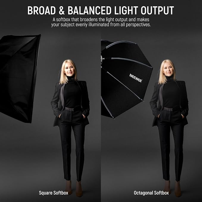 NEEWER 35"/90cm Octagonal Softbox, Quick Release Bowens Mount Nylon Soft Box with Honeycomb Grid Light Diffusers Bag for RGB CB60 CB60B CB200B MS60B MS60C MS150B S101-300W/400W Pro Vision 4 Q4, NS35P | Soft Box, Honeycomb, Grid, Light Diffusers, Bag, f...