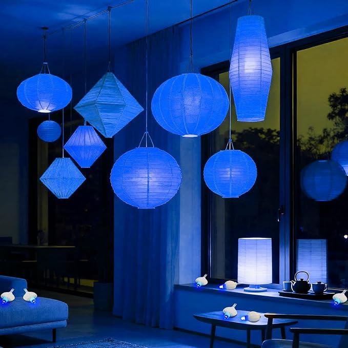 24 Pack Mini LED Lantern Lights - Battery Operated Small Lights for Paper Lanterns, Perfect for Party, Birthday, Wedding, Halloween, Christmas Decorations (Blue)