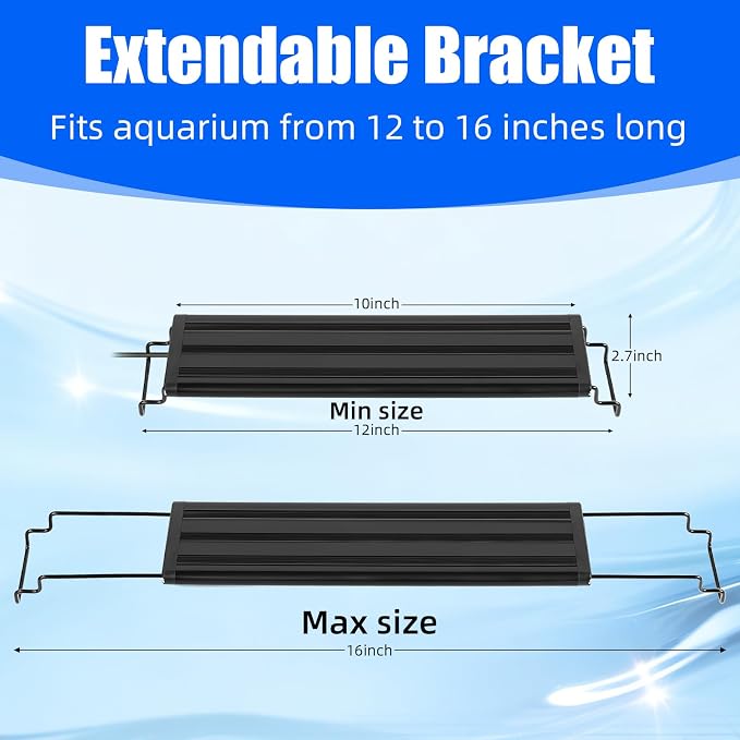 AQUANEAT LED Aquarium Light with Timer for 12-16 Inch Fish Tank, Brightness Adjustable, Full Spectrum, Low Medium Light Plant Lamp
