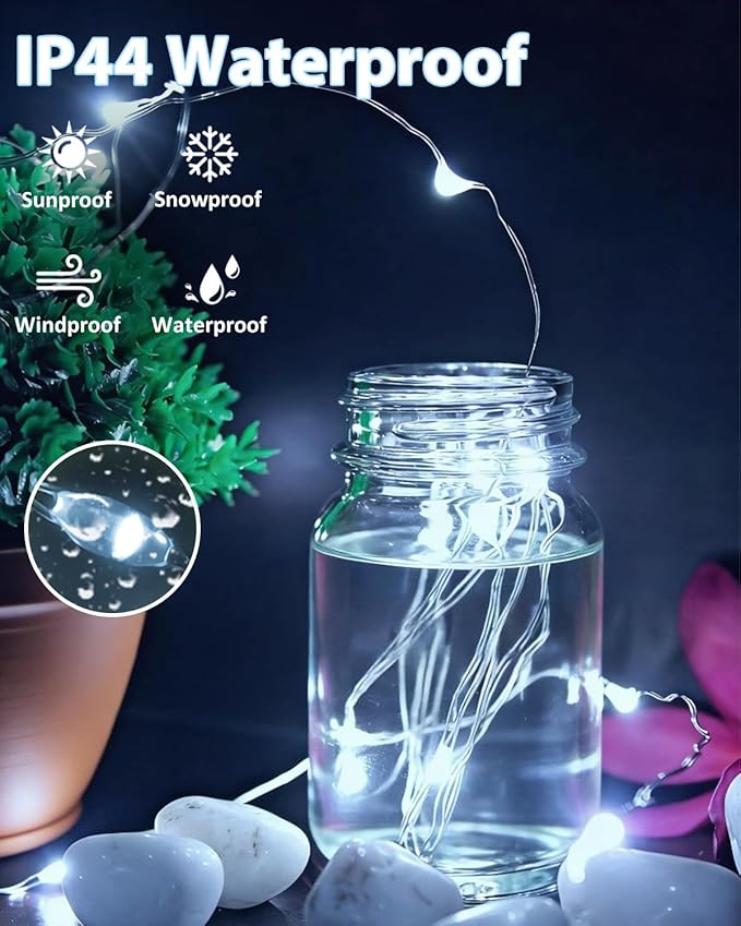 4 Pack 60 LED Christmas Fairy Lights Battery Operated with Timer, 20FT Waterproof Twinkle Lights Indoor Outdoor, String Lights for Bedroom, Wedding, DIY, Centerpiece, Christmas Decorations(Cool White)