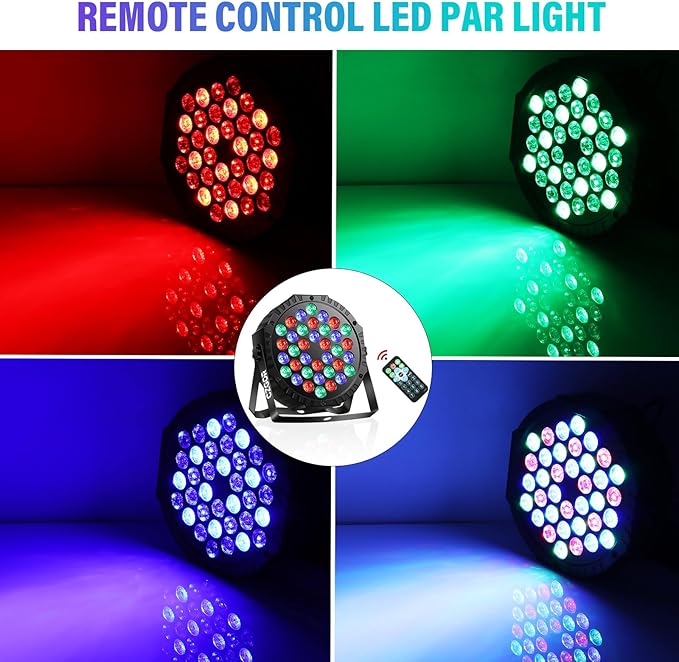 LED Stage Lights 2Pack - Czgor 36W RGB DJ Par Lights with Sound Activated Auto Play by Remote & DMX Control Uplights for Events Wedding Party Club Christmas Party Lighting