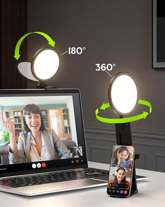 2 Pack Zoom Lighting for Computer, Laptop, Monitor & Webcam | Eye-Caring, 5"Small Lighting, for Video Call, Conference, Streaming, 50 Modes, CRI>97.8
