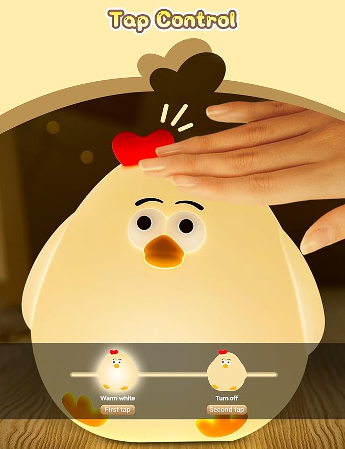 L LOHAS LED Night Light, Silicone Chick Cute Lamp,3 Level Dimmable,30 Minutes Timer Nightlight, Bedside Touch Night Light, Soft Lamp