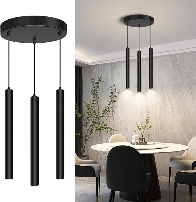 Modern 3-Light Pendant Light Fixtures Round Pendant Lights Kitchen Island LED Minimalist Pendant Lighting Fixture for Kitchen,Dinning Room,Bedroom,Hallway,Bar