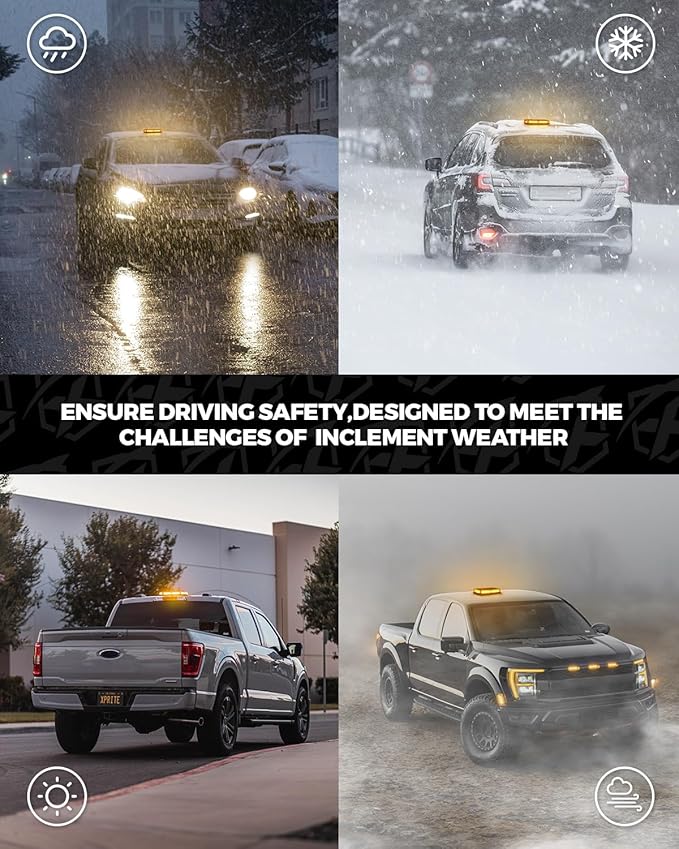 Xprite 300% Bright 108 LED Roof Top Strobe Light, US Flag Pattern Emergency Safety Warning Mini LED Strobe Lightbar w/Magnetic Base for 12-24V Construction Vehicles, Trucks, Snow Plows, Amber
