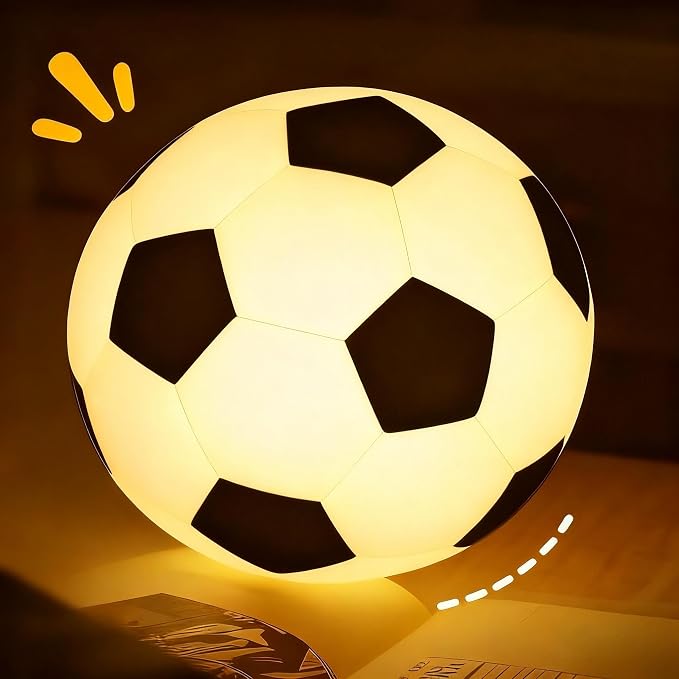 Soccer Night Light for Kids, Rechargeable Touch Lamp, Silicone Soccer Ball Lamps, Cute Glowing Football Night light, Portable Nursery Night Lights, Gifts for Boys Gilrs Soccer Lover, Room Decor