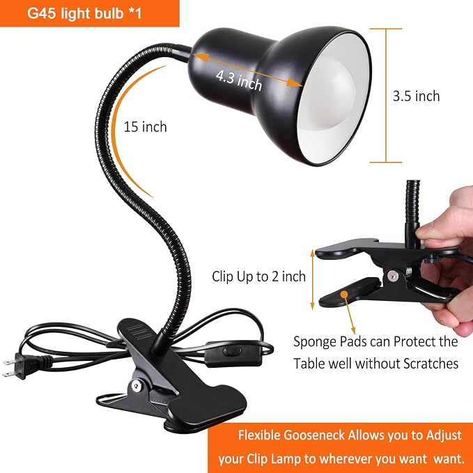 Clip on Desk Lamp, 360° Rotating Ggooseneck Lamp, Ring Light, Revolutionary Eye-Caring Desk Lamp, Portable Clip-On Reading Light for Bedroom and Office, Study Clamp - The Ideal Home Lighting Solution