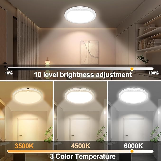 OSIDEN Rechargeable Motion Sensor Ceiling Light with Remote | Wireless Magnetic Stick on Closet Light Battery Operated Ceiling Lights for Shed Hallway Porch Stairs Garage Pantry