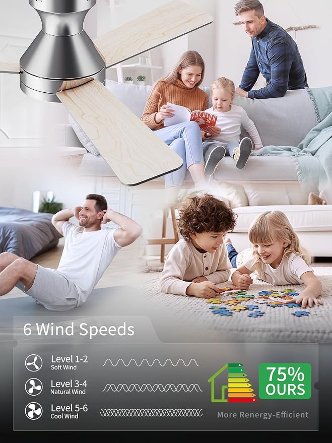 LANMEL Metal Ceiling Fan with Lights and Remote, 42 Inch, Silver | Modern Low Profile Flush Mount, Reversible, 3CCT Dimmable, Quiet, LED, For Bedroom, Living Room, Indoor/Outdoor Patio Use