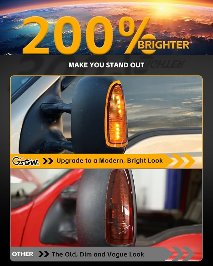 2 PCS LED Side Mirror Marker Lights for Fo-rd 2003-2007 F250 F350 F450 F550 Super Duty / 2000-2005 Excursion, LED Sequential Side Mirror Turn Signal Lamp Assembly, Amber Lens