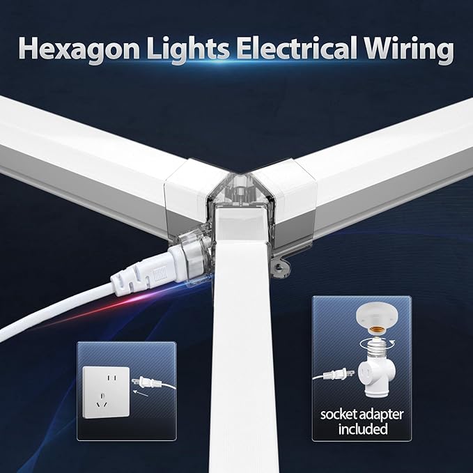 Hexagon Garage Lights: 476W 68 Pack 17 Grids LED Garage Lights - Easy Install 6500K Super Bright Honeycomb Light for Warehouse, Car Detailing Shop, Exhibition Hall, Gym