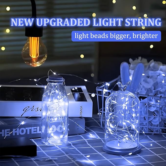Timer Led String Light,1 Pack Mini Battery Powered Silver Wire Starry Fairy Lights,Battery Operated Lights for Bedroom,Christmas,Parties,Wedding,Christmas Gift Decoration(5m/16ft Cold White)