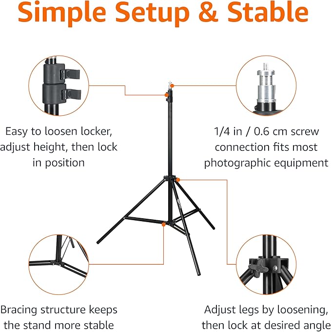 Amazon Basics Portable Aluminum Photography Light Stand Tripod with Case, 2.8-6.7 feet, Black