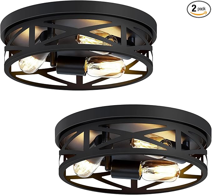 ZHU YAN 2 Pack Flush Mount Ceiling Light Fixture,3-Light Hallway Light Fixtures,13 inch Light Fixture Ceiling Mount for Kitchen Entryway Hall,E26 Base