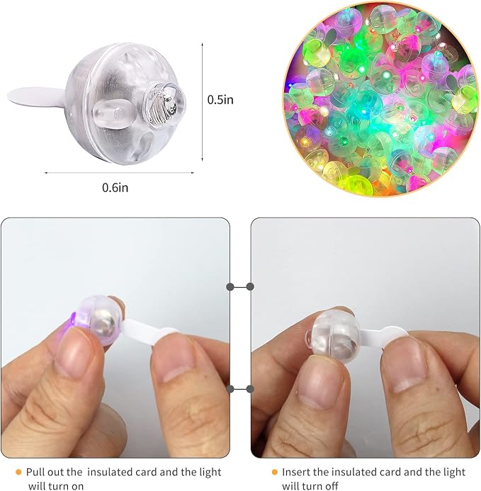 200pcs Multicolor LED Balloon Light, Rainbow Colored Round Led Flash Mini Ball Light for Paper Lantern Balloon,Indoor Outdoor Party Event Fun Birthday Party Wedding Halloween Christmas Decorations