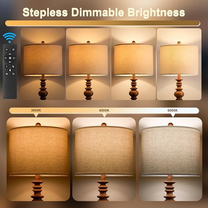 BOBOMOMO 64.25" Farmhouse Floor Lamp with Remote, Dimmable Floor Lamp with Adjustable Color Temperatures, Tall Rustic Standing Lamp for Living Room Corner, Bedroom & Nursery, 9W Bulb Included,Brown