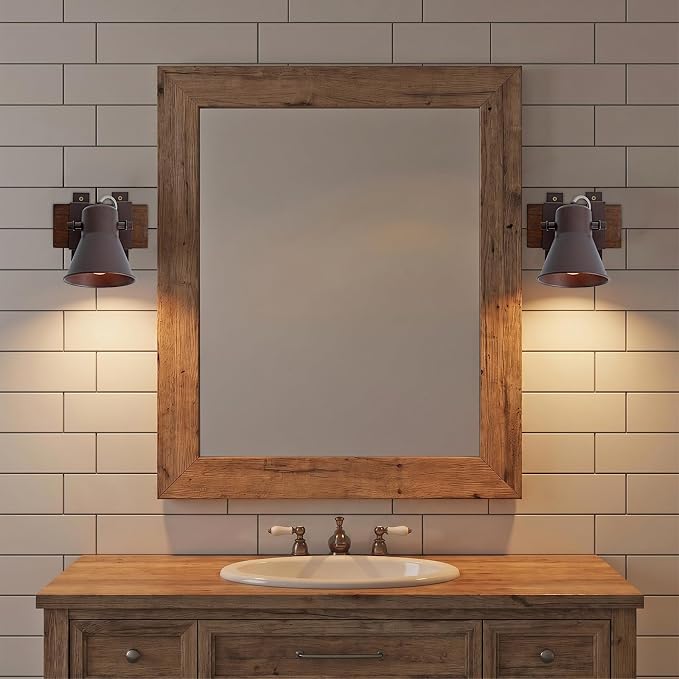 Rustic Ceiling Light, 1 Light Semi Flush Mount Ceiling Light, Farmhouse Wooden Spotlight Ceiling Light with Adjustable Head for Kitchen Sink Hallway Entryway Bedroom