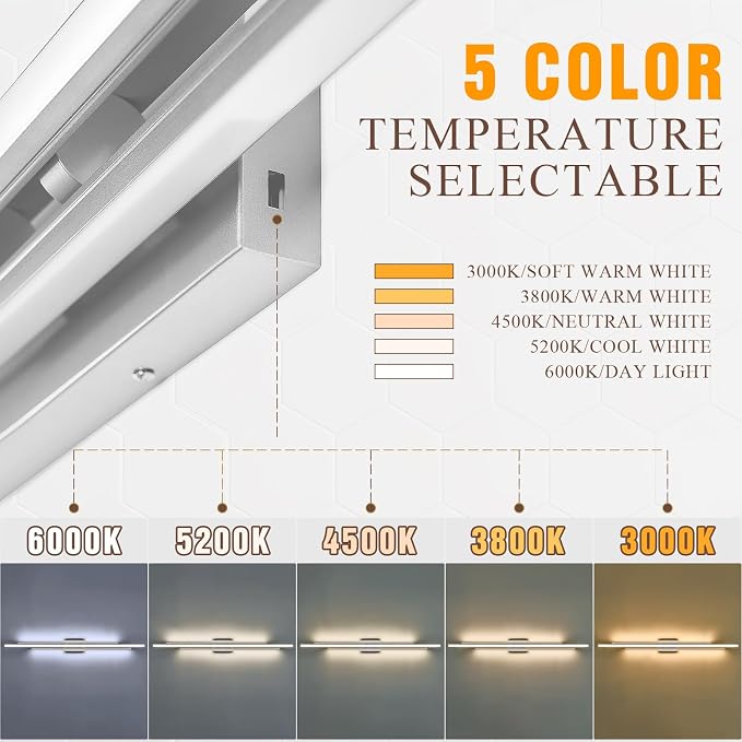 55 Inches Nickel LED Modern Bathroom Vanity Light Fixtures Dimmable 5CCT Vanity Light Bar Over Mirror 3-Light Wall Light for Bathroom Over Mirror Picture Light
