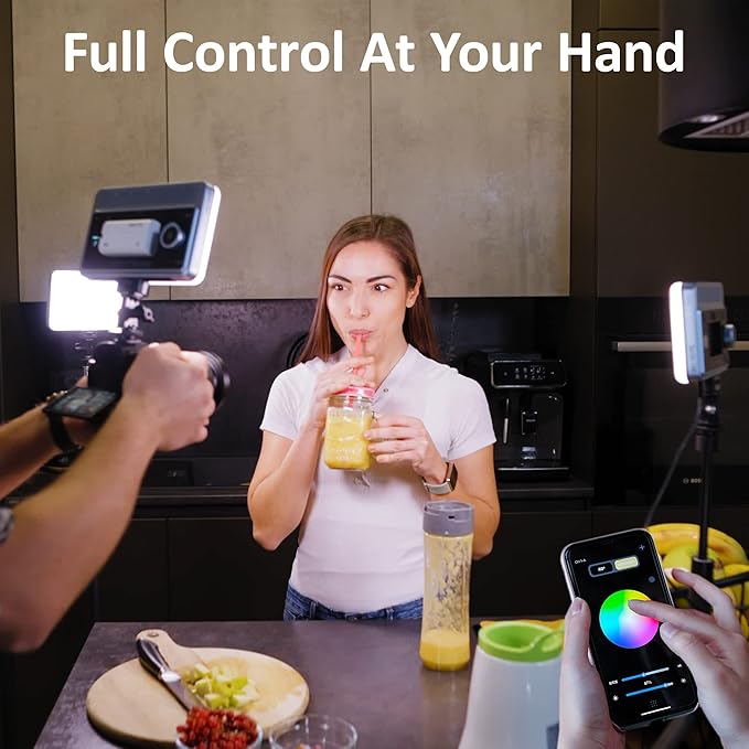 VILTROX RGB Led Panel Light, Smartphone Control Full Color On Camera LED Photography Light, 2600K-6800K Dimmable LED Video Light, with NP-F550 Battery (Sprite 15C)