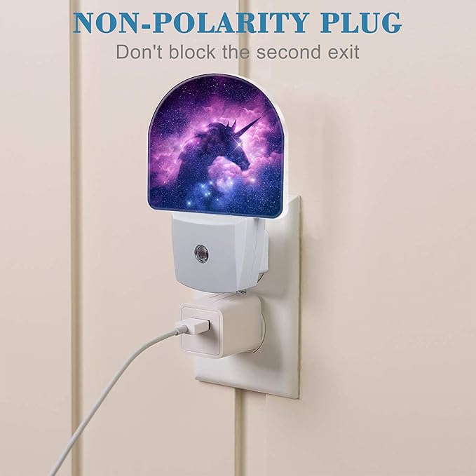 Plug in Night Lights Unicorn Silhouette in Galaxy Nebula Nightlight Plug Into Wall Dusk to Dawn Sensor LED Night Light for Kid Girls Boys Room Decor,Hallway,Kitchen,Bathroom,Nursery,Stairs