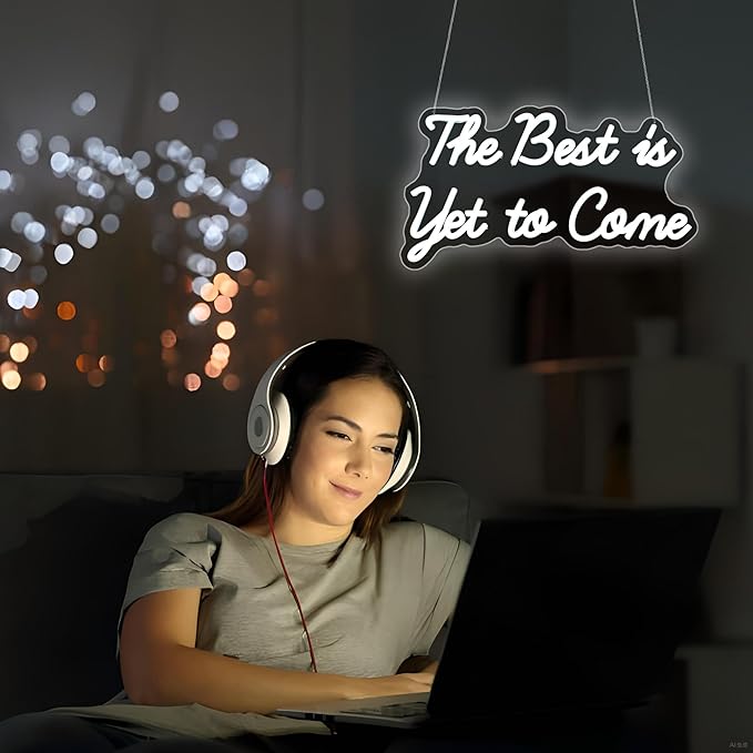 Whfobfe The Best is Yet to Come Neon Sign Led Neon Lights Signs for Wall Decor USB Powered Led for Room Decoration Home Game Room Bar Party Decor