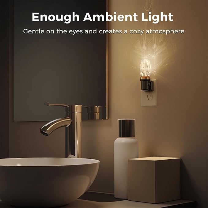 L LOHAS LED Night Light, Dimmable Night Lights Plug into Wall, Light Sensor | Automatic Nightlights Plug in, 3000K 100LM, LED Nightlight, Crystal Acrylic Decorative, Hallway Bedroom Bathroom, 1 Pack