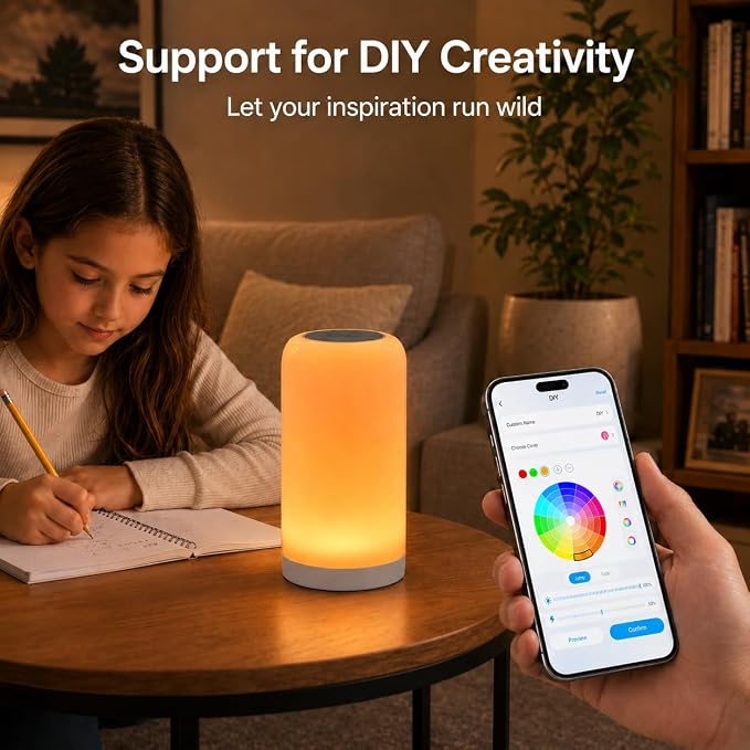 DAYBETTER RGB Smart Bedside Lamps, Touch Lamps for Nightstand, LED Lamp Compatible with Alexa and Google Assistant, Color Changing Lamp for Bedroom Living Room,25 Scene Mode (Only for 2.4GHz WiFi)
