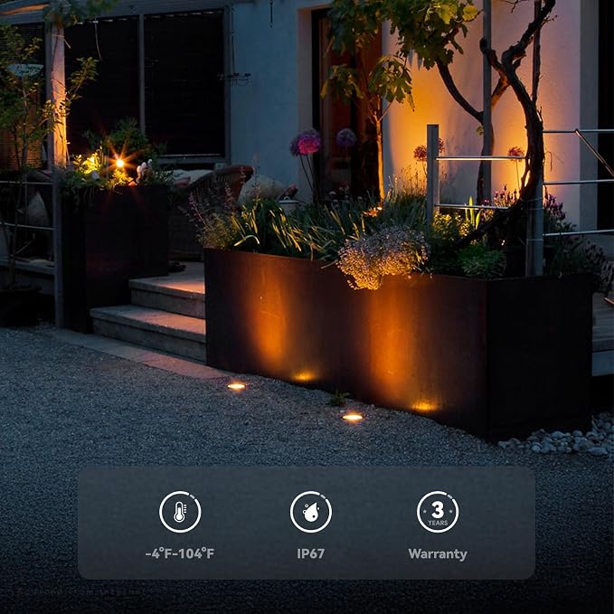 LEONLITE 6-Pack 3W 5CCT Well Lights In Ground Outdoor, Black | 12-24V AC/DC, CRI90, IP67, 2700K/3000K/3500K/4000K/5000K, Low Voltage Garden Landscaping, Embedded Parts Included, Aluminum