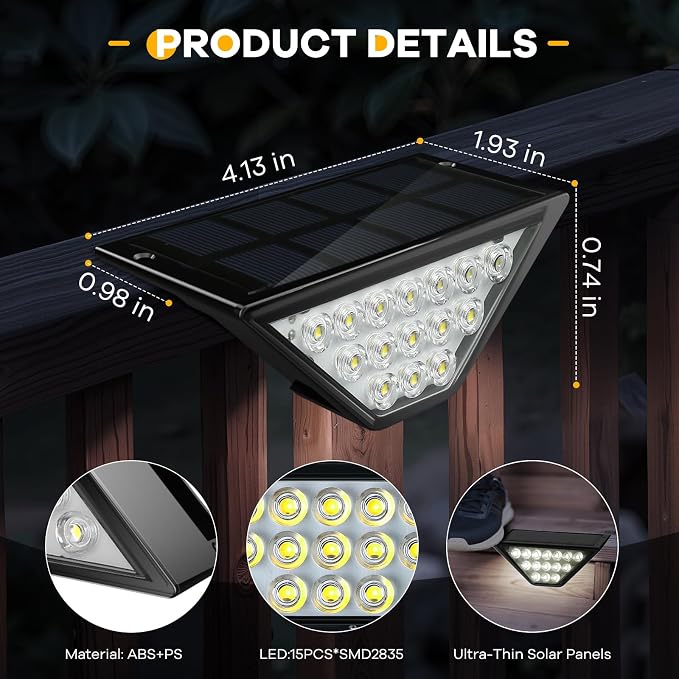 BKBB PPBB Solar Step Lights for Outside, Solar Stair Lights Outdoor Waterproof, Deck Step Lights for Fence, Patio, Yard, Porch, Front Door, Sidewalk, Garden, Patio Decor (10, Cool White)