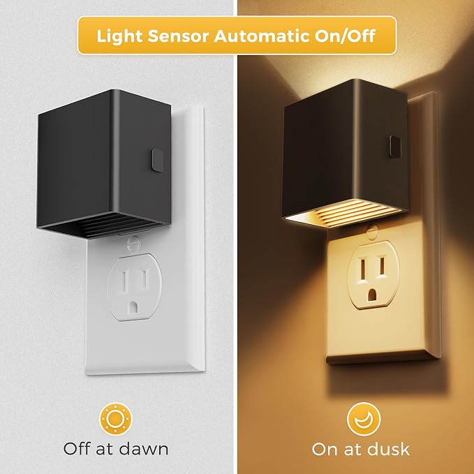 L LOHAS LED Night Light,Night Lights Plug into Wall,[2-Pack] | Dusk to Dawn Sensor,Brightness Adjustable,3000K Soft White,Plug in Nightlight for Adults Bathroom Hallway Kitchen