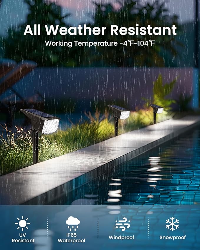 SOLPEX Solar Spot Lights Outdoor Waterproof 10 Pack Cool White | Solar Landscape Spotlights Outdoor, Compact Design Spot Lights, Flood Lights for Garden Yard Pathway House Tree Outside
