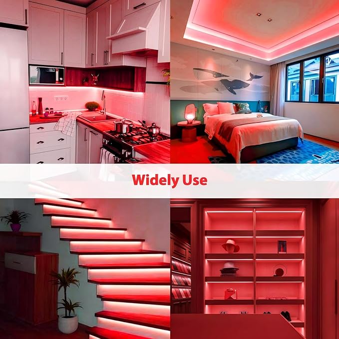 Lamomo Red Led Strip Lights 32.8Ft, 2 Roll Neon Rope Strip 0.39In/Cut, 12V Flex Waterproof Silicone DIY Neon Sign for Kitchen Bedroom Commercial Decor, 6mm Width（Power Adapter not Included）