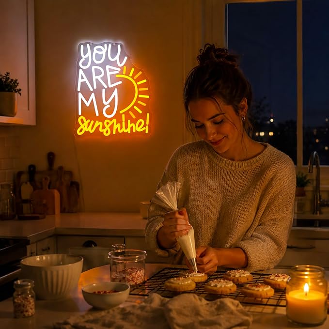 Neon Sign, Sunshine Neon Signs for Wall Decor LED Signs Neon Light | You Are My Sunshine Neon Sign, Inspiration Led sign for Bedroom, Living Room, Home Decor, Dimmable, Gift, USB Powered