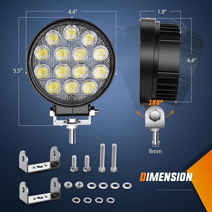 Nilight 2Pcs 4.5Inch LED Pods 42W 4200LM Round Flood Light Off Road Lights Fog Lights 12V 5Pin Rocker Switch Wiring Harness Kit-2 Leads, 2 Years Warranty