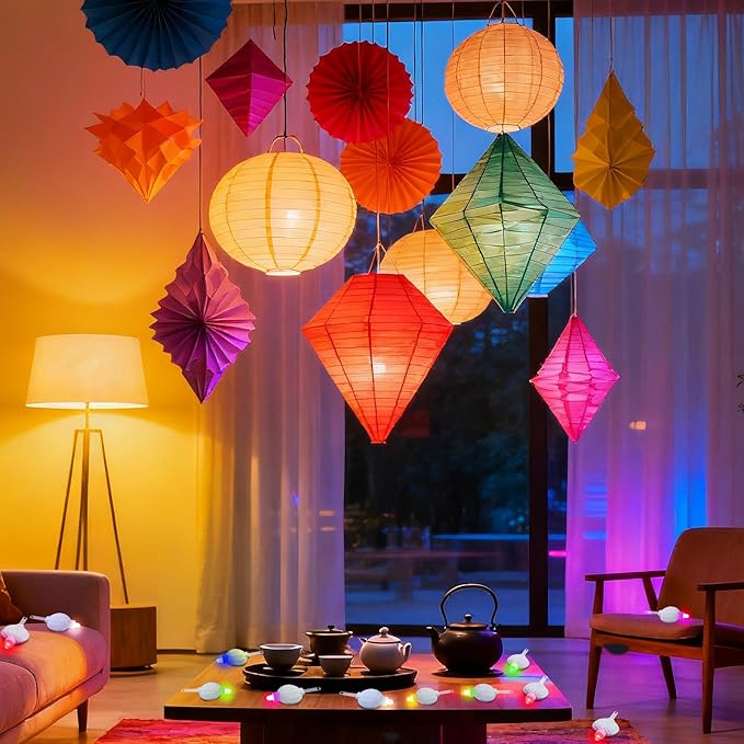 24 Pack Mini LED Lantern Lights - Battery Operated Small Lights for Paper Lanterns, Perfect for Party, Birthday, Wedding, Halloween, Christmas Decorations (Multicolor)