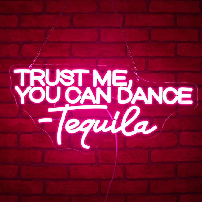 You Can Dance Neon Sign, JGHTURIE Trust Me Neon Signs for Wall Decor Pink LED Light up Girls Room Party Club Preppy Decoration USB Powered