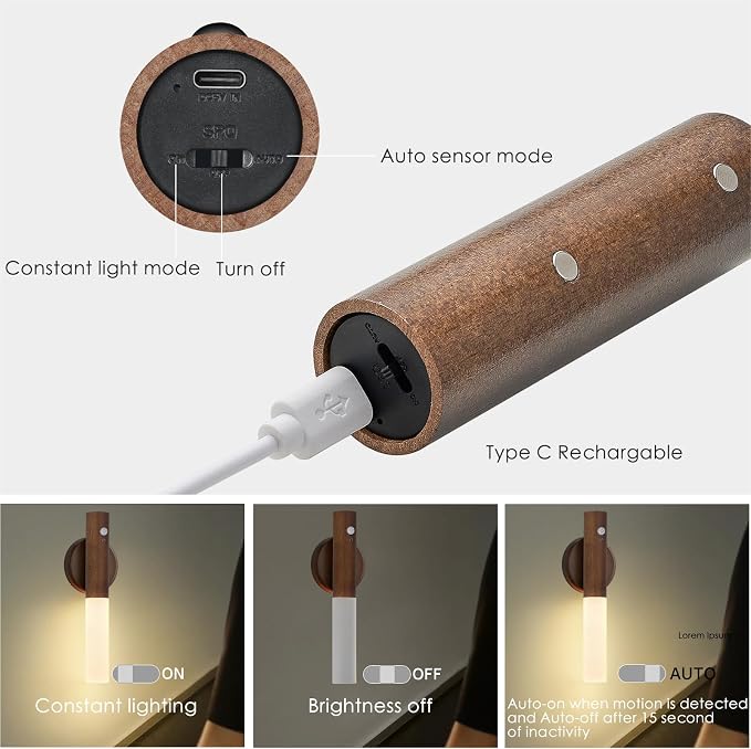 Montford Wall Sconces Set of Two Battery Operated, Motion Sensor Night Light Magnetic Wall Light Rechargeable Wall Sconce, Peel and Stick Sconce Lights for Hallway